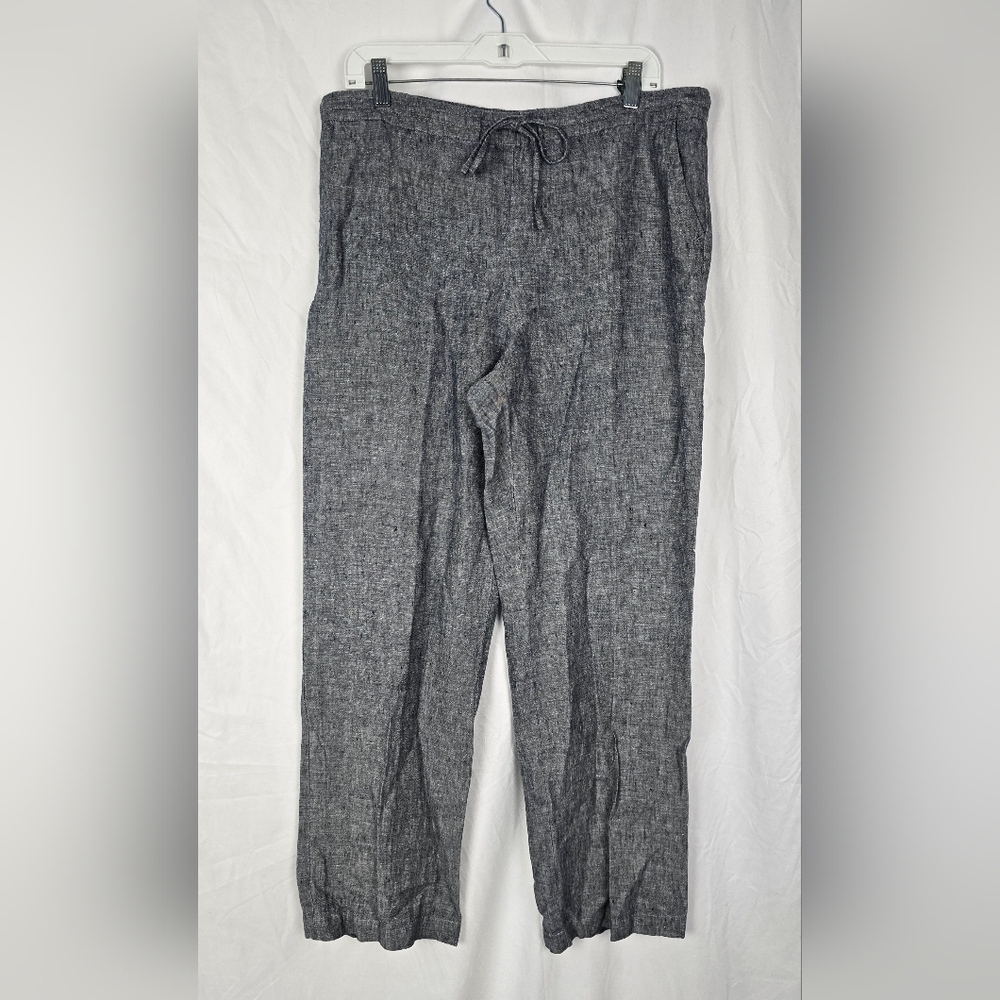 Charter Club Luxury Linen Gray Relaxed Pullover Beachy Women's Pants sz L